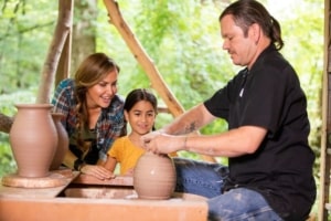 family pottery class at Fowler's Clay Works in Gatlinburg