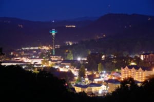 Gatlinburg space needle at night