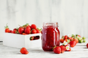 strawberry jelly and whole strawberries