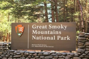 Smoky Mountains National Park sign
